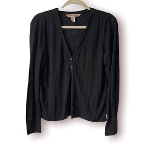 Victoria's Secret Medium Black Long Sleeve V Neck PJ Lounge Top